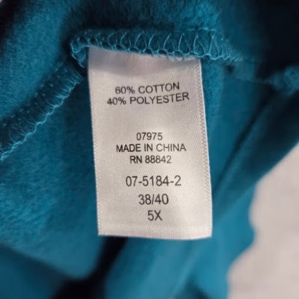 Roamans Fleece Zip Front Hoodie Tunic Women's 5X Teal Plus Size Long Sleeve - Picture 3 of 9